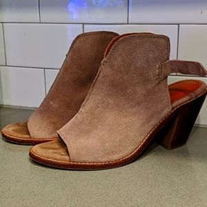 Frye Suede Peep Toe Booties